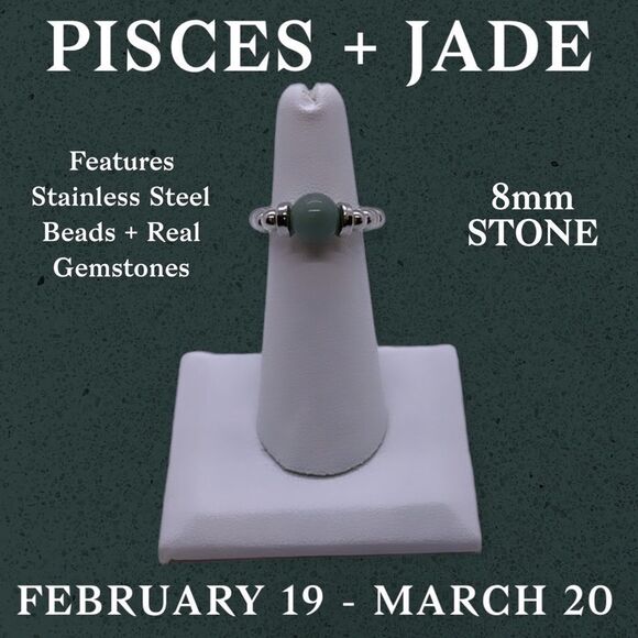 NWT Wool + Pepper Co. Pisces + Jade Ring - zodiac x gemstone collection - Picture 4 of 8